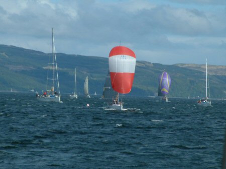 The fleet heads down to the start