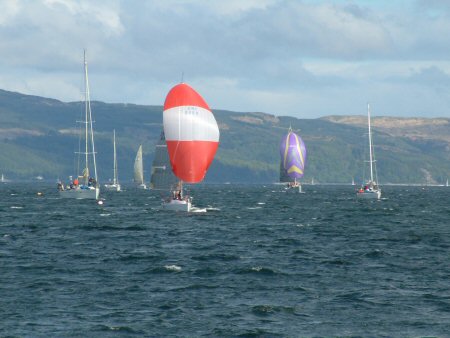 The fleet heads down to the start